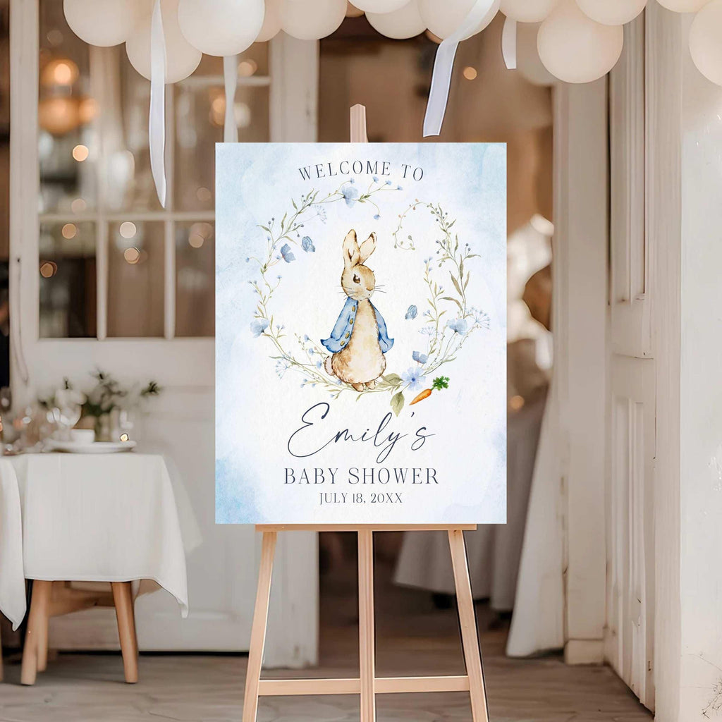 Storybook Rabbit Baby Shower Welcome Sign, Some Bunny Rabbit Party Poster, Classic Rabbit Baby Sprinkle Sign, A Little Bunny is on the Way