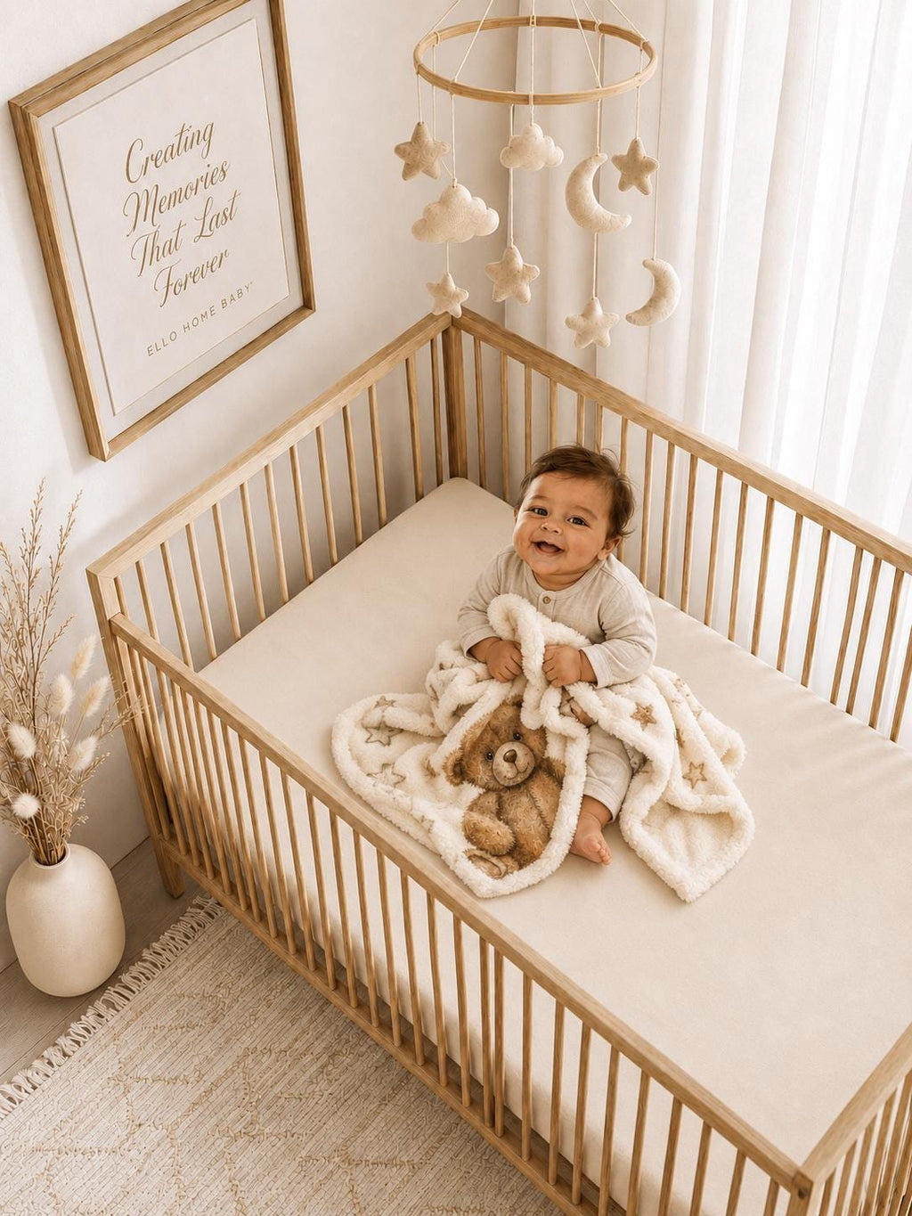 Personalized Teddy Bear Baby Milestone Blanket, First Year Monthly Growth Tracker, Neutral Photo Prop Vintage Nursery, Custom Name Blanket