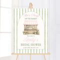 Fresh Off The Market Bridal Shower Welcome Sign, Sage Green Farmer's Market Theme, Stripe Bridal Brunch Wedding Shower Poster