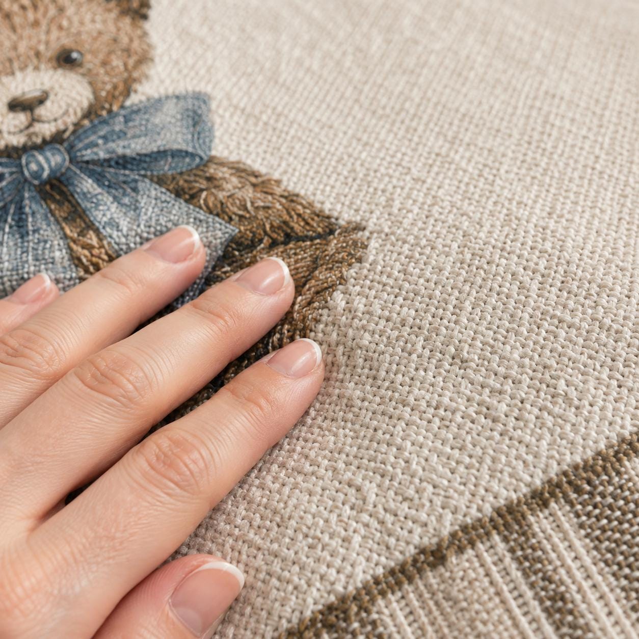 Personalized Woven Teddy Bear Milestone Blanket, Brown Striped Monthly Photo Blanket, Vintage Bear Nursery Decor, First Year Keepsake
