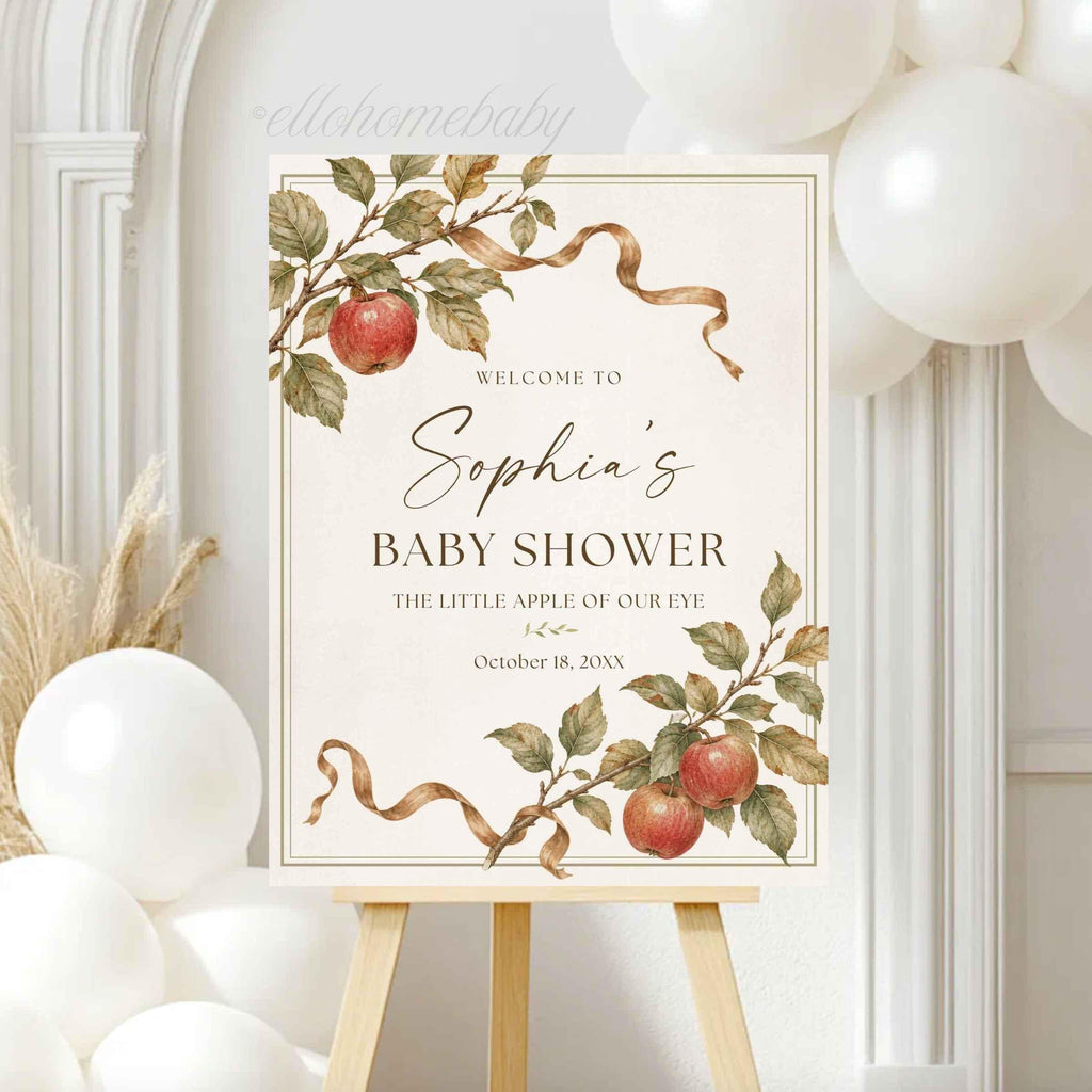 Personalized Fall Apple Welcome Board, Gender Neutral Orchard Shower Decor