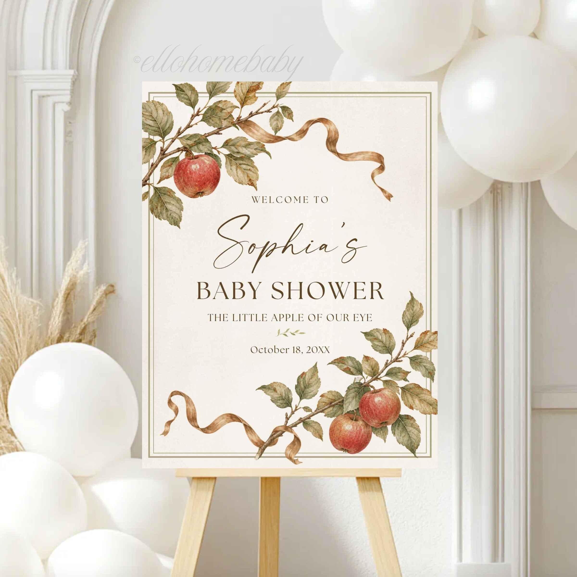 Personalized Fall Apple Welcome Board, Gender Neutral Orchard Shower Decor
